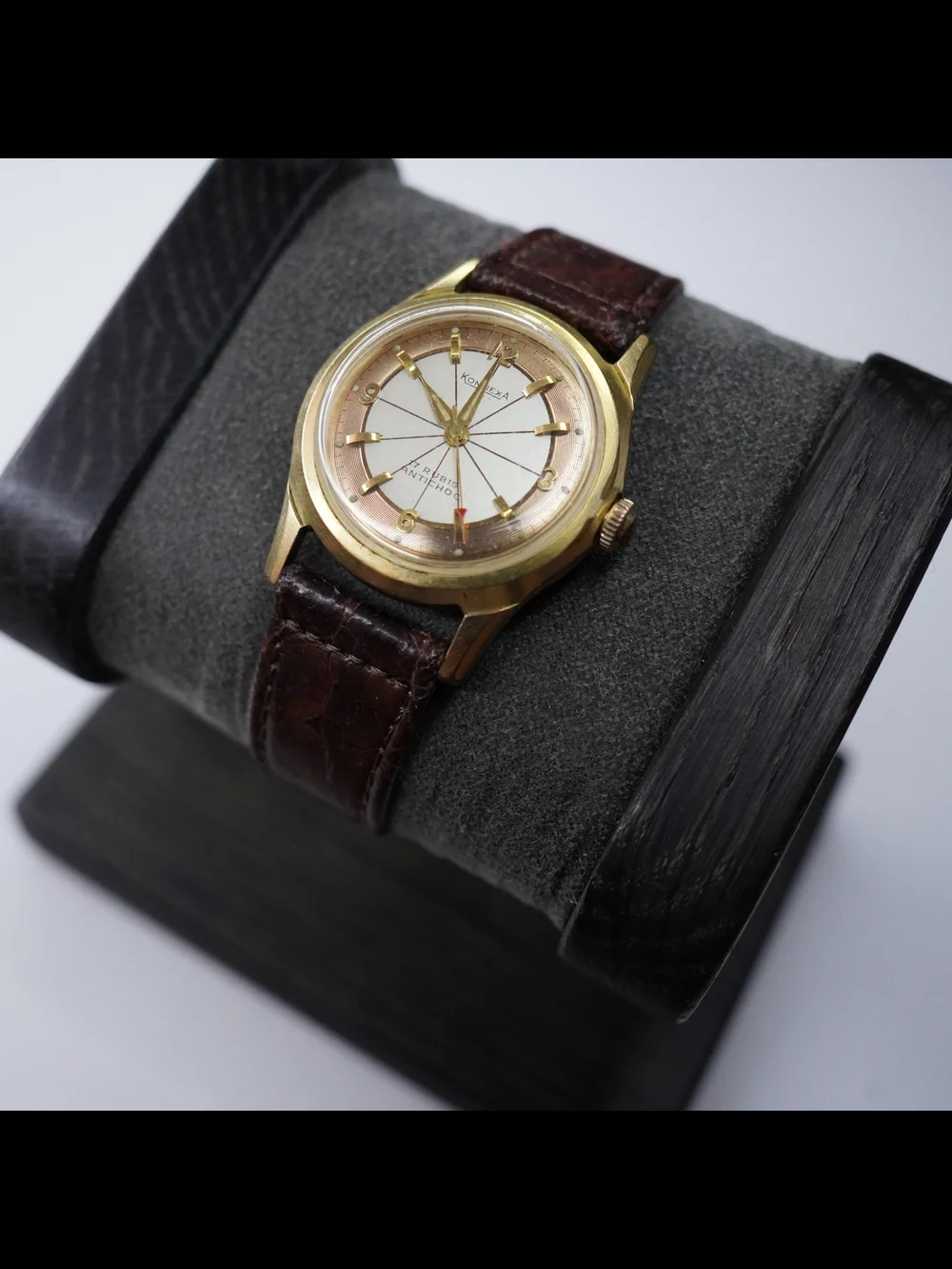 Vintage Konnexa 17 Rubis Antichoc Mechanical Men's Gold Plated Watch Runs